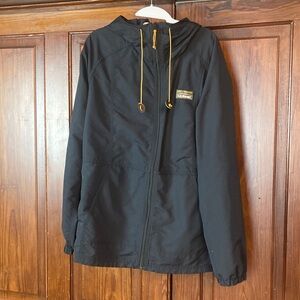 L.L.Bean Men’s Mountain Classic Nylon Black Hooded Full Zip Windbreaker Jacket L
